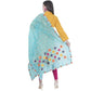 A R Silk Light Firozi Color Silk Multi Rasgulla Dupattas and Chunnis