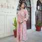 Vaasva Women Peach Muslin Embroidered Kurta, Pant & Dupatta Set | Swadesiicart