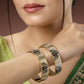 NVR Women's Set of 2 Gold-Polished Peacock Design Meenakari Handcrafted Bangles - Swadesiicart