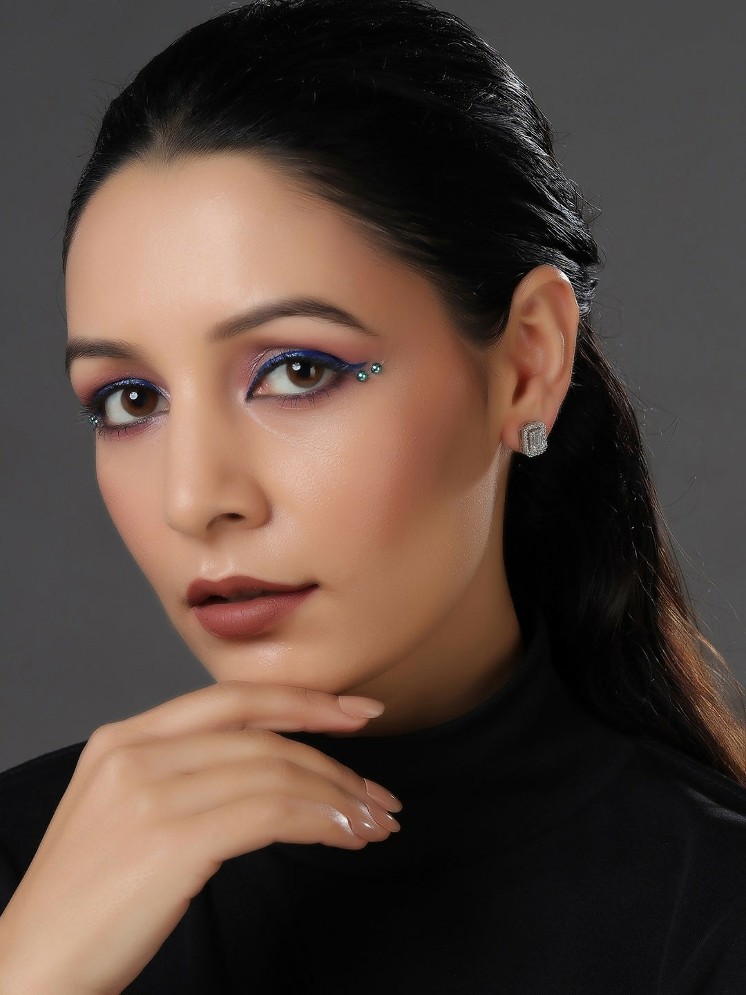 Silver Diamond Studs- Ruby Raang | Swadesiicart