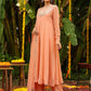 Janasya Peach Georgette Sequined Kurta,Bottom & Dupatta | Swadesiicart