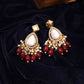 Ruby Raang Gold Polished Kundan Earrings With Maroon Stones | Swadesiicart