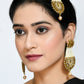 Mominos Fashion Johar Kamal Golden Kundan & Pearls Earrings With Tikka - Swadesiicart