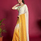 Vamsee Yellow & White Georgette Designer Saree - Swadesiicart
