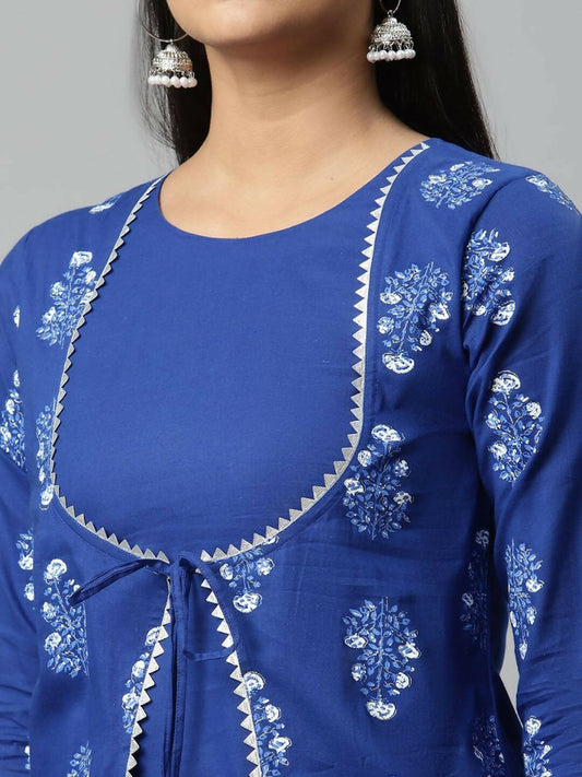 Ahalyaa Womens Beautiful Royal Blue Pure Cotton Printed Kurtas | Swadesiicart