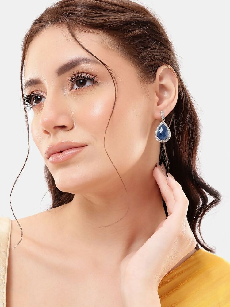 Nuyug 22K Gold Plated Azure Muse Contemporary Drop Earrings | Swadesiicart