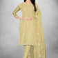 Beige Heavy Organza Silk Embroidered Unstitched Dress Material - Amara