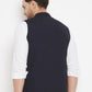 Even Apparels Navy Merino Men's Nehru Jacket-Contrast Lining-Inbuilt Pocket Square | Swadesiicart