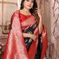 Joban Fashion Black Banarasi Soft Silk Woven Saree | Swadesiicart