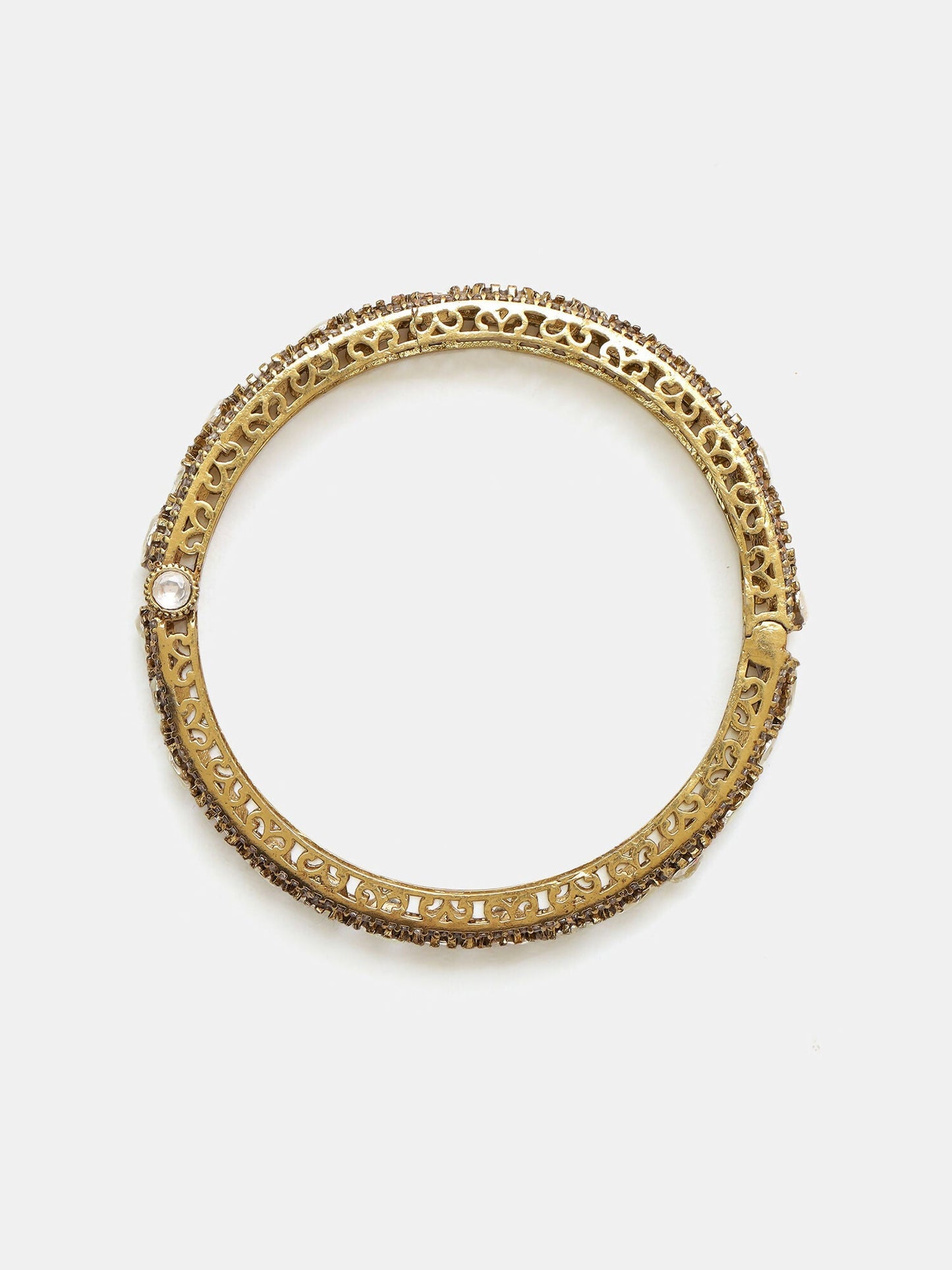 Ruby Raang 22k Gold Polished Kundan Bracelet | Swadesiicart