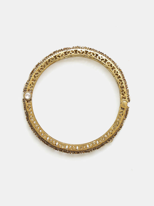 Ruby Raang 22k Gold Polished Kundan Bracelet | Swadesiicart