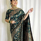 DEIANA'S Beautiful Designer Golden zari Soft Lichi Silk Saree - Teal - Swadesiicart