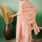 Peach Georgette Handwork Unstitched Dress Material - Hanika | Swadesiicart