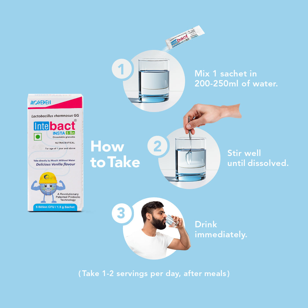 Dr Morpen Intebact Insta Probiotic 5Bn (1.5Gm) - 6 Sachets | Swadesiicart