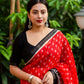 Red Polycotton Ethnic Motifs Saree with Unstitched Blouse - Hiral Fashion | Swadesiicart