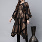 Ahalyaa Women Black Crepe Copper Foil Printed Flared Sleeve Kaftan Kurta | Swadesiicart