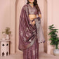 Aastha Fashion Purple Soft Organza Silk Weaving Saree