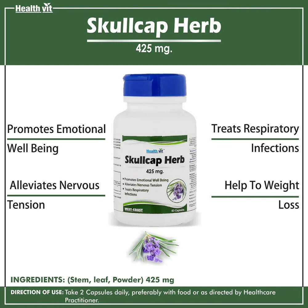 Healthvit Skullcap Herbs Capsules - Swadesiicart