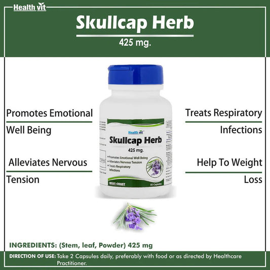 Healthvit Skullcap Herbs Capsules - Swadesiicart