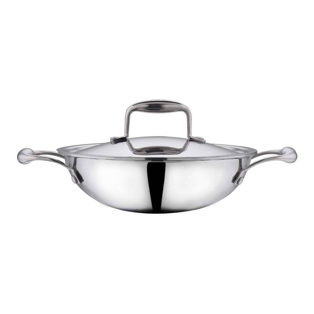 Vinod Platinum Triply Stainless Steel Kadai With Lid - Swadesiicart
