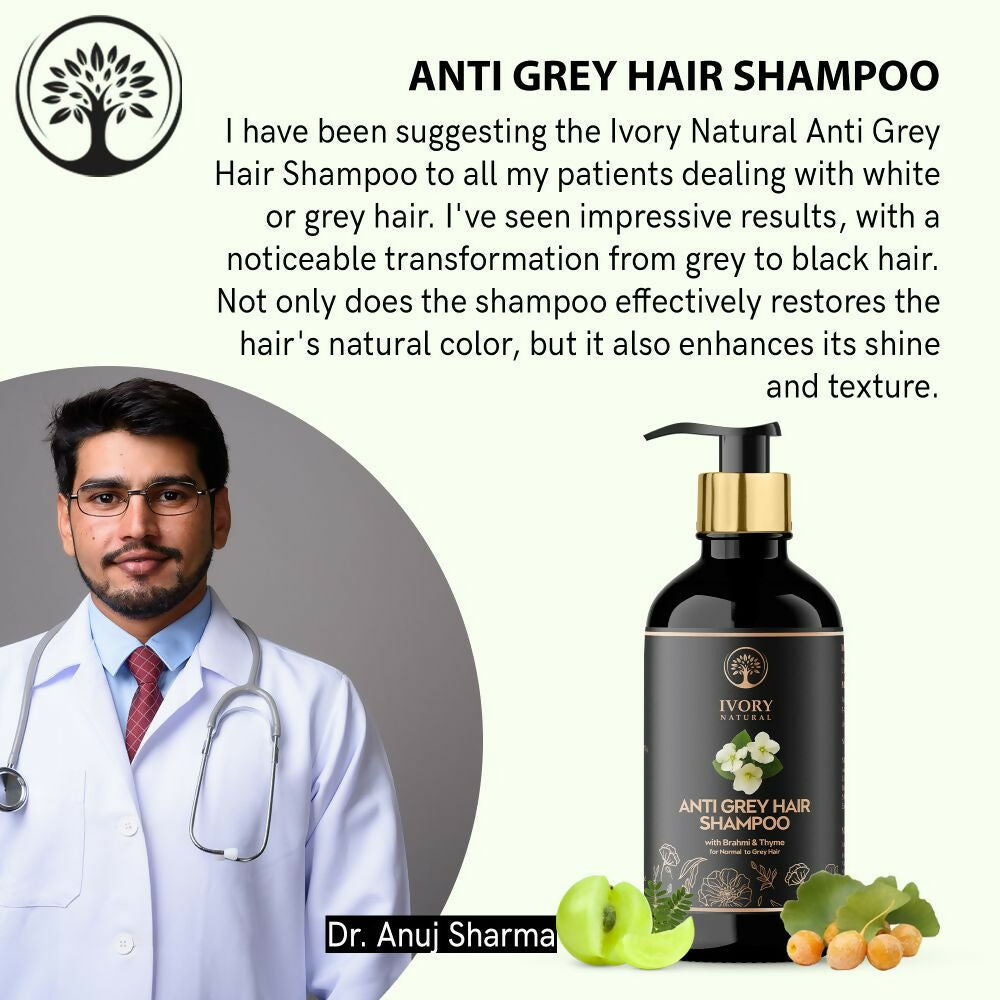 Ivory Natural Grey Hair Shampoo For Nature-Inspired Grey Coverage And Revitalization | Swadesiicart