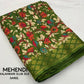 Mehndi Slub Silk Printed Saree with Unstitched Blouse - Hiral Fashion | Swadesiicart