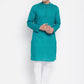 Even Apparels Green Pure Cotton Men's Kurta With Band Collar | Swadesiicart