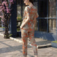 Orange Rayon Paisley Printed Top with Matching Bottom - Eesha - Swadesiicart