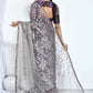 Brown Net Sequence Embroidered Festive Saree - Nimaya Denzy