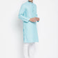 Even Apparels Blue Rayon Men's Kurta With Band Collar | Swadesiicart
