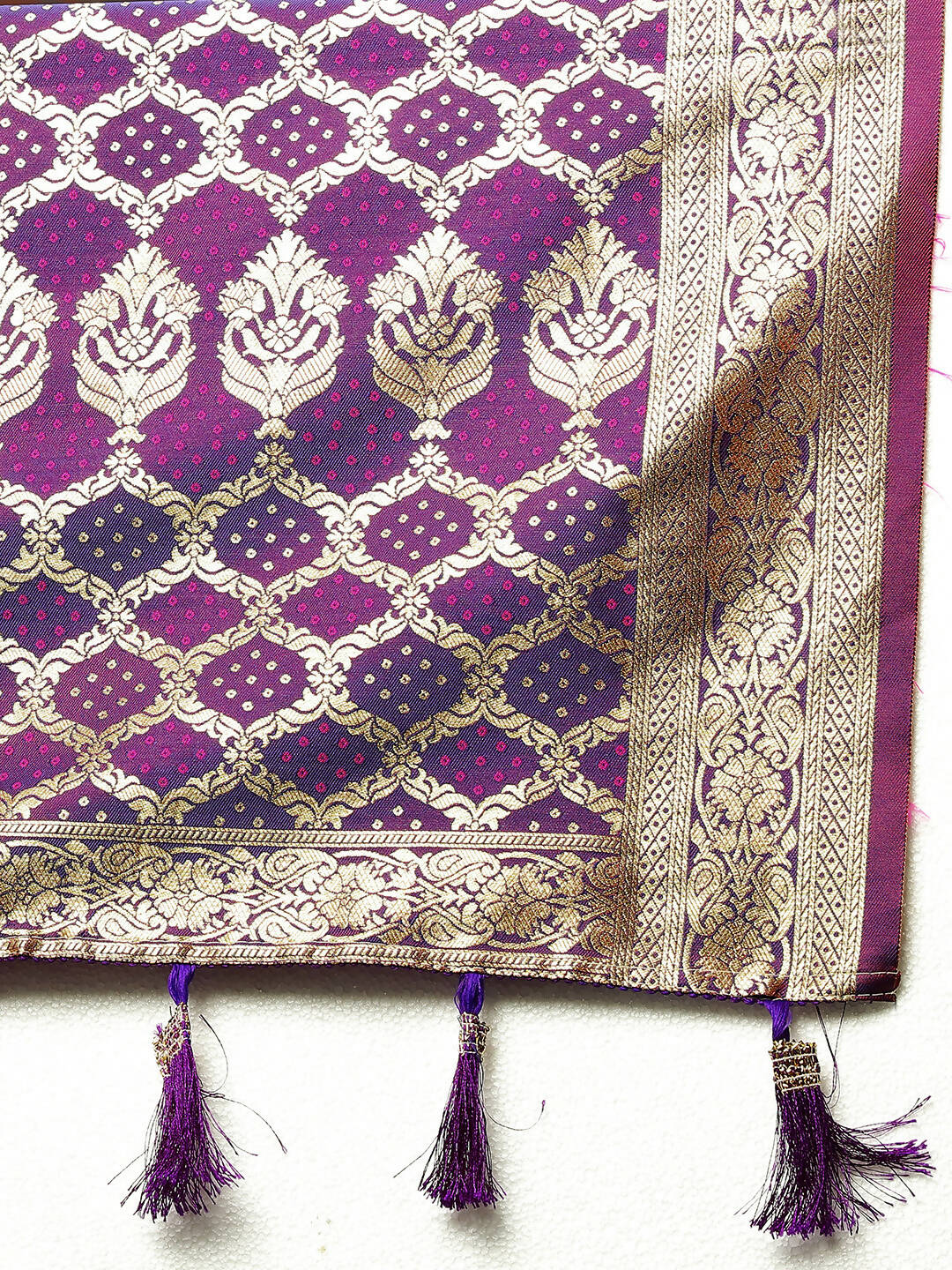 Lorenvalley Fashion Orange & Wine Patola Silk Woven Design Meenakari Weaving Saree - Swadesiicart