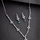 NVR Women's Silver-Plated Green American Diamond Studded Jewellery Set - Swadesiicart