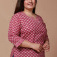 Miravan Women's Plus Size Pink Floral Printed Cotton Kurti - Swadesiicart