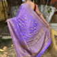 Joban Fashion Dark Lilac Crepe Chiffon Pure Handloom Banarasi Silk Saree | Swadesiicart