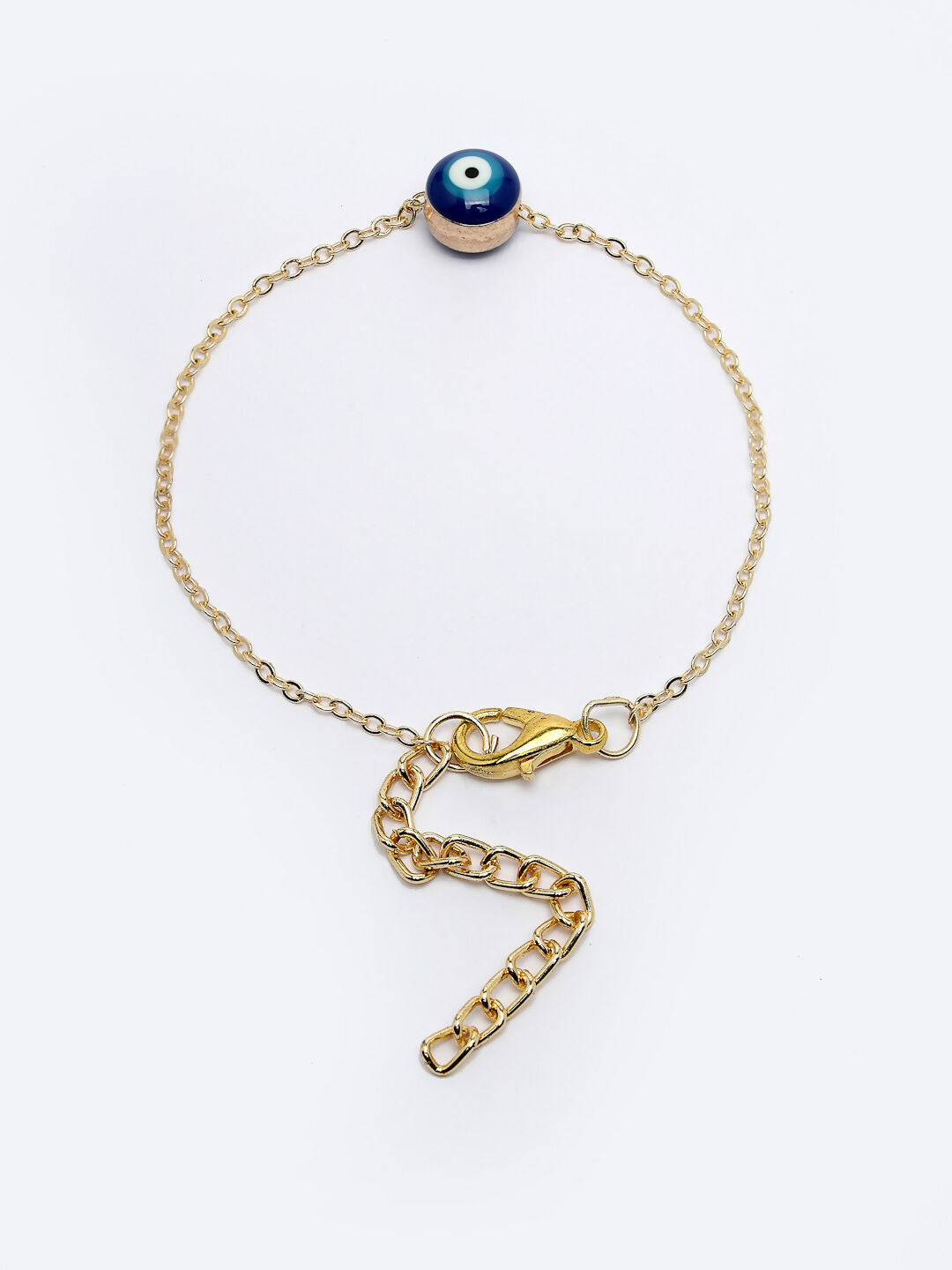 NVR Women Gold-Toned Blue Evil Eye Charm Bracelet - Swadesiicart