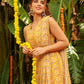 Janasya Mustard Georgette Floral Saree | Swadesiicart