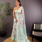 Joban Fashion Sky Blue Floral Motifs Banarasi Silk Sarees | Swadesiicart