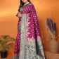 Joban Fashion Banarasi Magenta Woven Soft Silk Saree | Swadesiicart