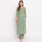 NOZ2TOZ Women's Floral Print Straight Cotton Pista Kurta With Palazzo - Swadesiicart