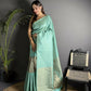 Joban Fashion Light Blue Banarasi Soft Lichi Silk Checks & Woven Saree | Swadesiicart