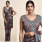 Brown Pure Georgette Sequence work Ready to wear Saree with stitched Blouse - Nirvana | Swadesiicart