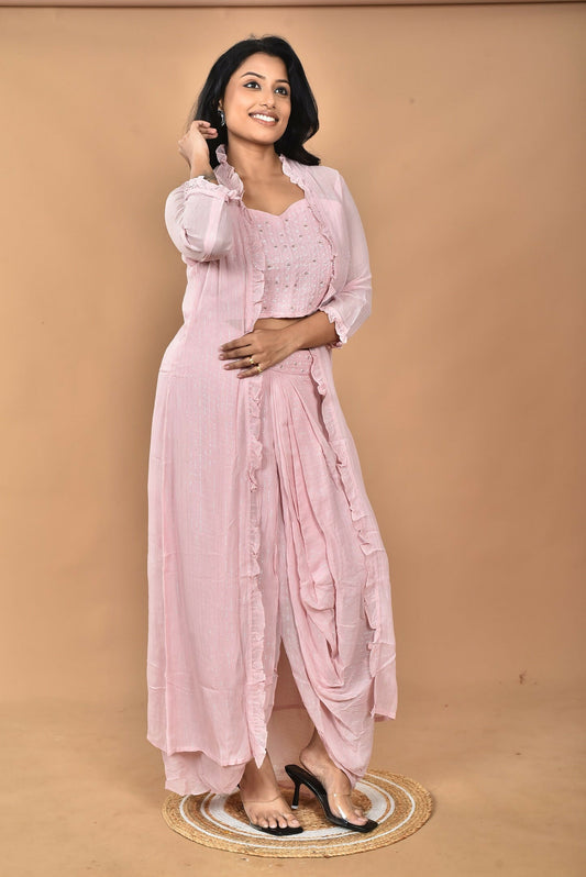 Morchari Women Hand Embroidery Crop Top-Pink - Swadesiicart
