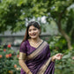 Vishnu Weaves Women's Wine Raw Silk Saree with Blouse - Swadesiicart