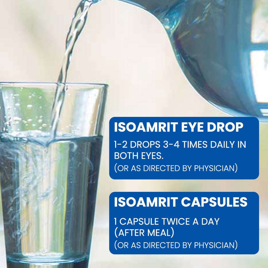 Jagat Pharma Iso Amrit Eye Drop + Iso Amrit Capsules Combo: Dual Action Relief From Dry Eyes | Swadesiicart