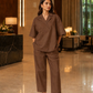 Aayaa Designer Pure Cotton Cord Set-Brown