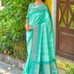 Vishnu Weaves Women's Sea Green South Silk Zari Woven Saree with Unstitched Blouse - Swadesiicart
