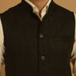 Even Apparels Pure Wool Nehru Jacket - Brown | Swadesiicart