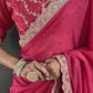 Vastranavya Pink Georgette Silk Swarovski & Heavy Lace Work Ready to Wear Saree | Swadesiicart