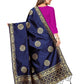 Mimosa Women's Banarasi Art Silk Navy Dupatta | Swadesiicart