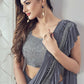 Mahotsav Women's Grey Lycra Embellished Ready To Wear Saree With Stitched Blouse | Swadesiicart